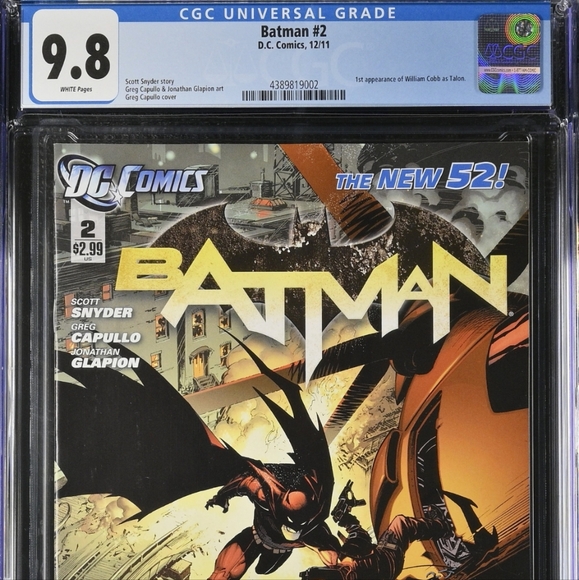 BATMAN #2 NEW 52 MT 9.8 CGC CAPULLO ART AND COVER 1ST WILLIAM COBB AS TALON - Picture 1 of 1